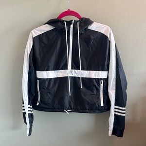 Adidas Women's Black and White Cropped Bomber Jacket Size XS